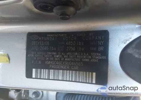 2009 Hyundai Genesis 3.8L from USA, damaged, VIN KMHGC46EX9U046565